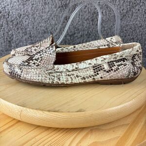 Geox Respira Leather Flats Womens 8.5 / 38.5 Snakeskin Print Slip On Shoes